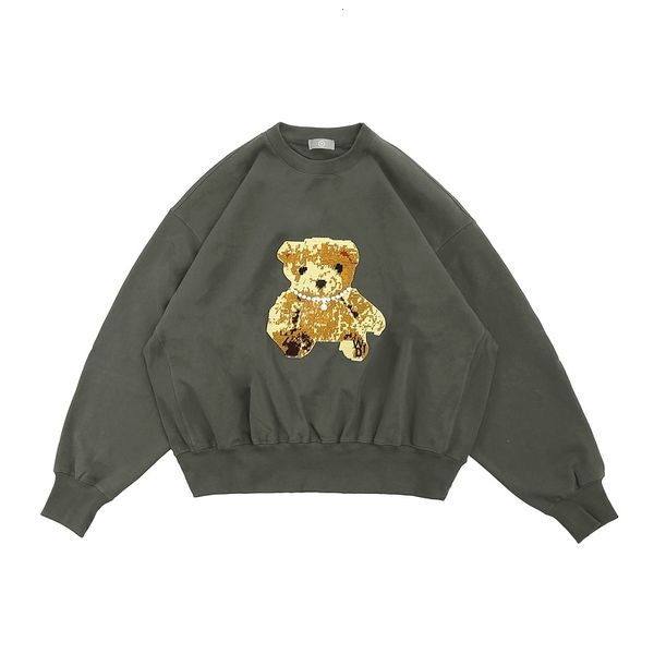 

2021fw we11done little bear pullover men women couple 100% cotton crewneck oversized hip-hop high street sweatshirt, Black