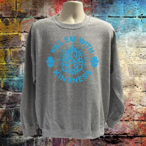 

kill with kindness sweater, buddhist jumper, funny quote graphic vegi top, White;black