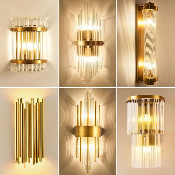 

wall lamp nordic modern led crystal light simple creativity for living room decoration bedroom foyer bathroom home lighting
