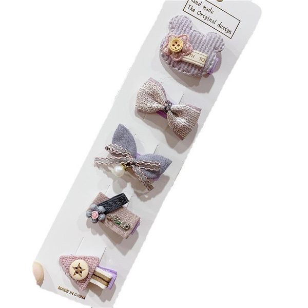 

cloth cartoon cute children bb clip does not hurt hair broken princess style little girl hairpin accessories, Slivery;white