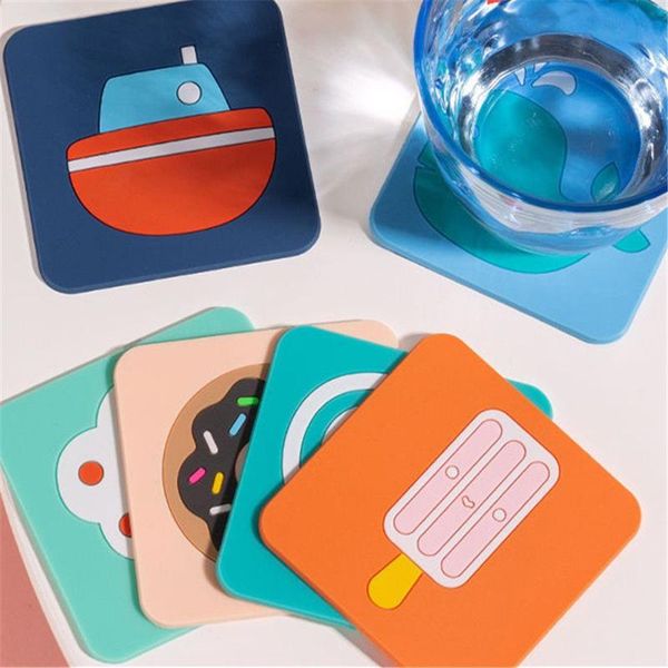 

mats & pads ceative cartoon pad fashion holder mat silicone tableware placemat cup