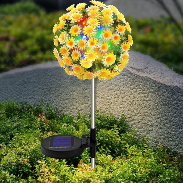 

lawn lamps 2pcs led solar light daisy flower ball outdoor waterproof garden stakes night yard art for country house decoration