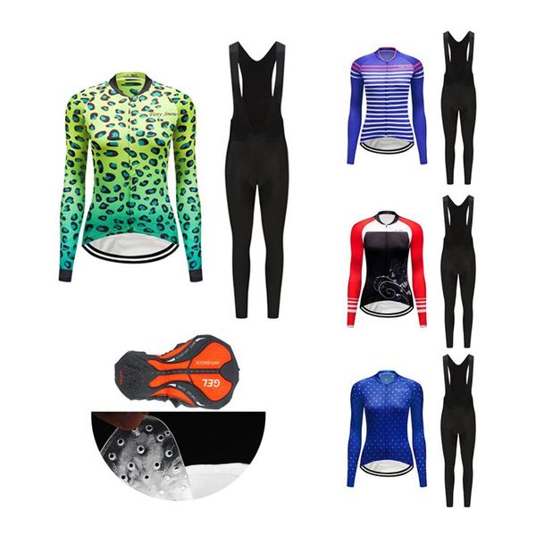 

racing sets 2021 quick-dry cycling clothing fall dress women suit fashion bike jersey set long sport kit female bicycle clothes mtb uniform, Black;blue