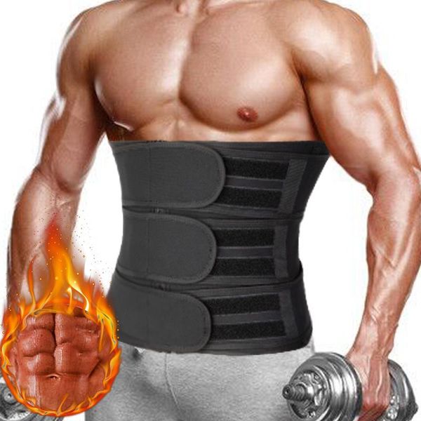 

waist support men trainer fitness trimmer belt workout cincher corsets slimming body shaper weight loss fat burner sweat straps, Black;gray