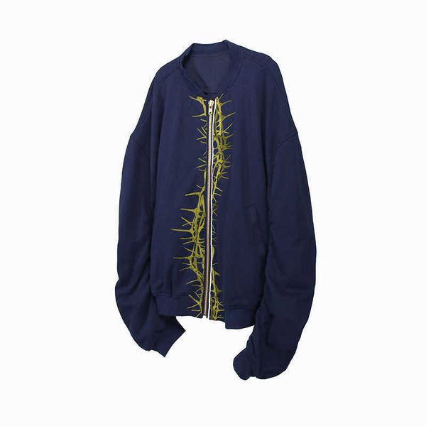 

men's jackets -ttulf high street full embroidery thorns embroidered stacked sleeves versatile bomber coat, Black;brown