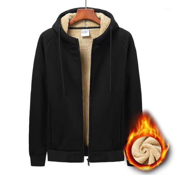 

men's hoodies & sweatshirts coat sweater hoodi casual black plush zipper jacket mens clothing outwear