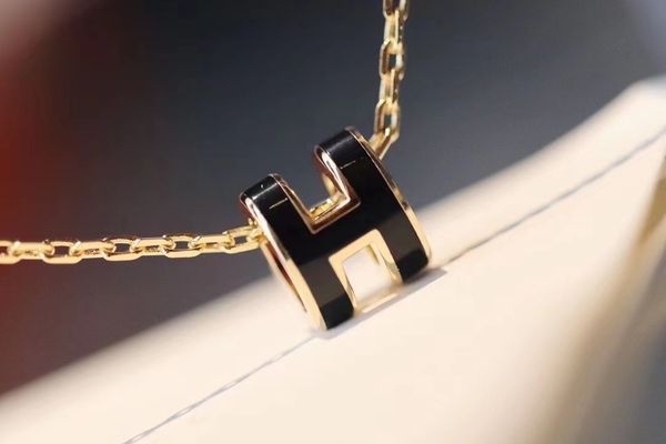 

classic enamel necklace with h letter necklace, Silver