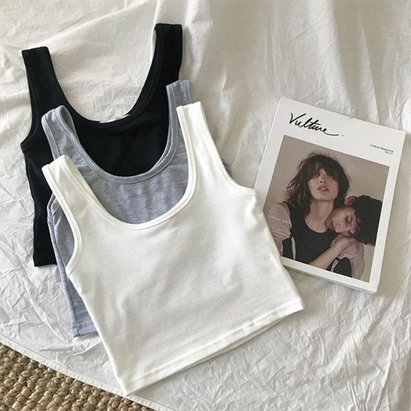 

summer crop women camis casual sleeveles beach streetwear debardeur femme, White