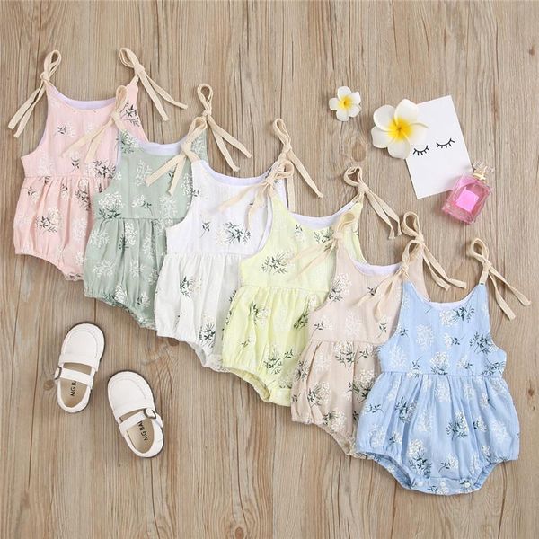 

jumpsuits 6 colors born toddler infant baby girls cotton romper lace-up summer sleeveless soft jumpsuit clothes outfits, Blue