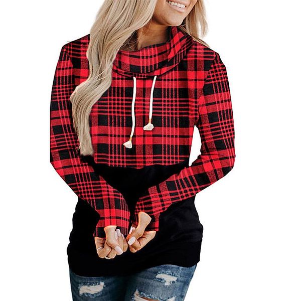 

women's hoodies & sweatshirts women plaid casual streetwear sweatshirt hoodie crop jumper pullover stitching short loose shirt, Black