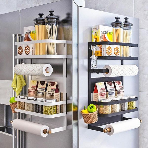 

tire multi-function magnetic adsorption refrigerator side rack wall-mounted storage holder kitchen paper towel shelf ru/uk/au & organization