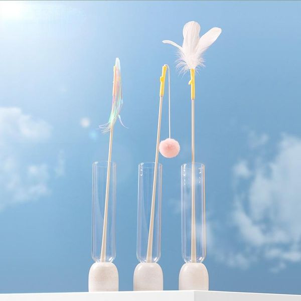 

cat toys the three piece feather ribbon ball toy long rod can replace interactive wand in stick