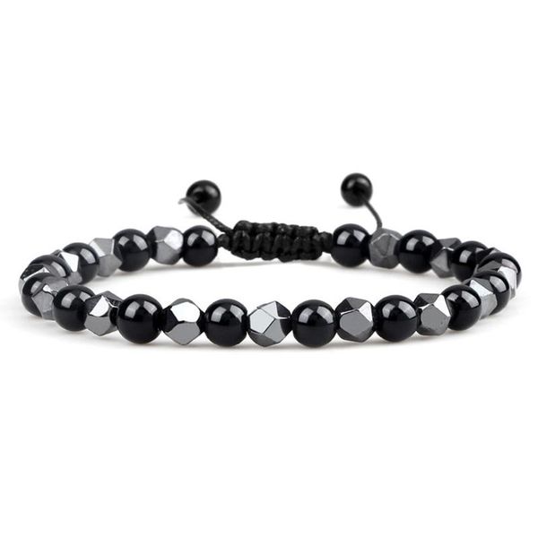 

beaded, strands irregular hematite men weave bracelet 6mm natural lava stone beads bracelets&bangles women adjustable jewelry charm pulsera, Black