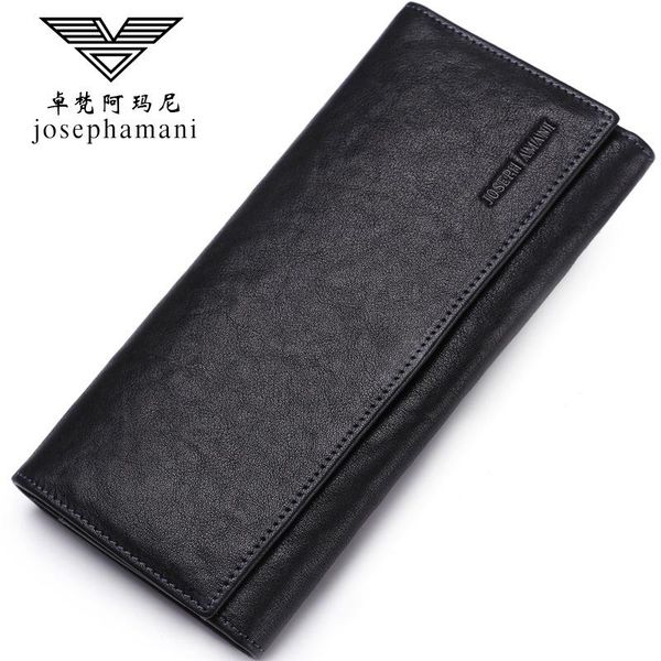 

wallets high-end josephamani brand genuine leather fashion wallet men long head layer cowhide portfel, Red;black