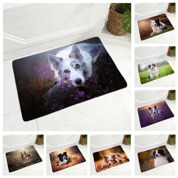 

cushion/decorative pillow decor scotland border collie floor door mat non-slip soft flannel carpet for hallway kitchen room 40x60cm pet dog