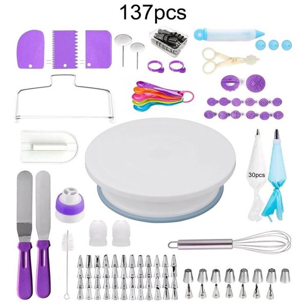 

baking & pastry tools cake decorating cakes turntable kit plastic rotary stand piping nozzle bag set accessories