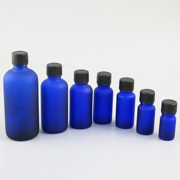 Garrafas de armazenamento frascos Óleo essencial Matte Blue Green Glass Recipientes Vials 5/10/15/20/30/100 ml Amostra de garrafa recarregável 20 pcs