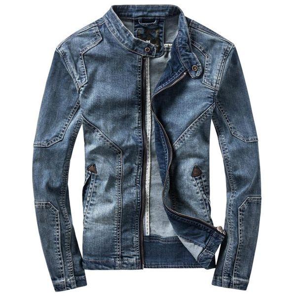

men's jackets denim men dark blue casual coat standing collar long sleeve bomber jacket retro motorcycle coats, Black;brown