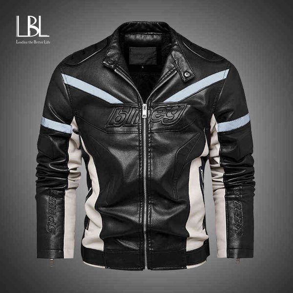 LBL inverno falso jaqueta de couro homens velo casaco quente moda carrinho jaquetas de motocicleta mens motociclista reflexivo pu couro jaquetas y1122