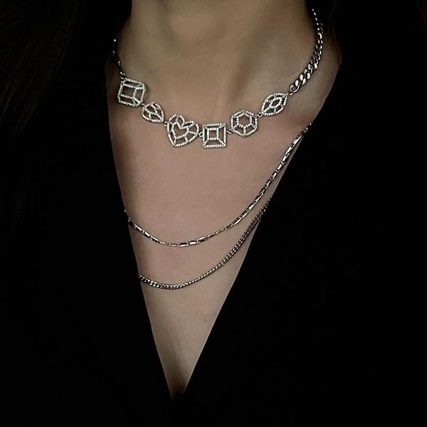 

chokers timeless wonder glam zirconia pave layered necklace women designer jewelry punk ins trendy banquet party goth emo egirl mix 5436, Golden;silver