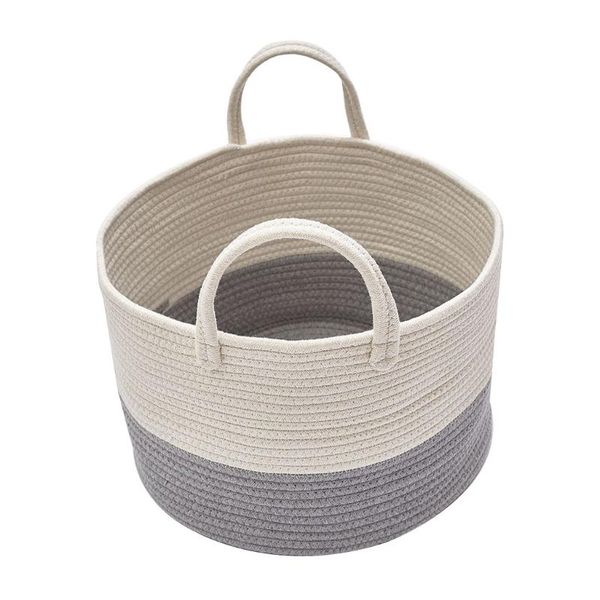 

storage baskets e8bd nordic woven cotton rope basket laundry hamper with handles blanket kids room toys dirty clothes organizer bin