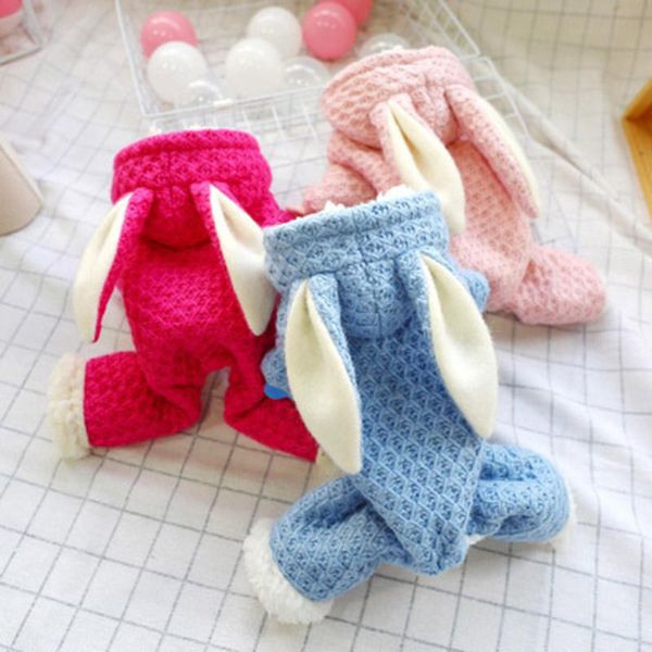 

dog apparel pet jumpsuit for autumn winter cotton padded clothes wool ears decor 4 legged thin889