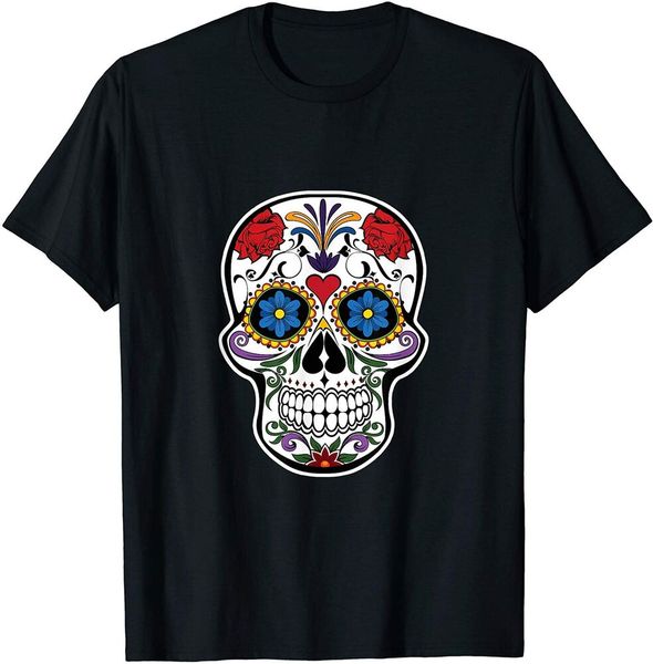 

sugar skull tattoo shirt day of dead mexican culture gift t-shirt size m-5xl, White;black