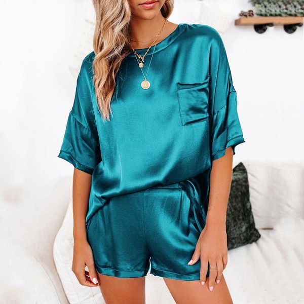 

women's nightgown 2021 silk elegant soft home suit for women loose comfy sleepwear pyjama set, Black;red