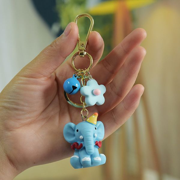 

2021 fashion keychain new cartoon doll elephant creative rabbit key chain hippo pendant premium bag pendant, Slivery;golden