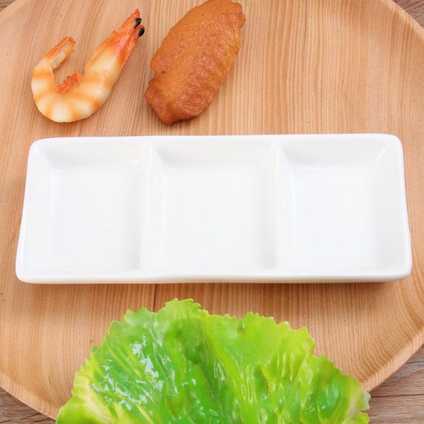 

storage bottles & jars 6 inch pure white ceramic 3-compartment appetizer serving tray rectangular divided sauce dishes for spice dish soy