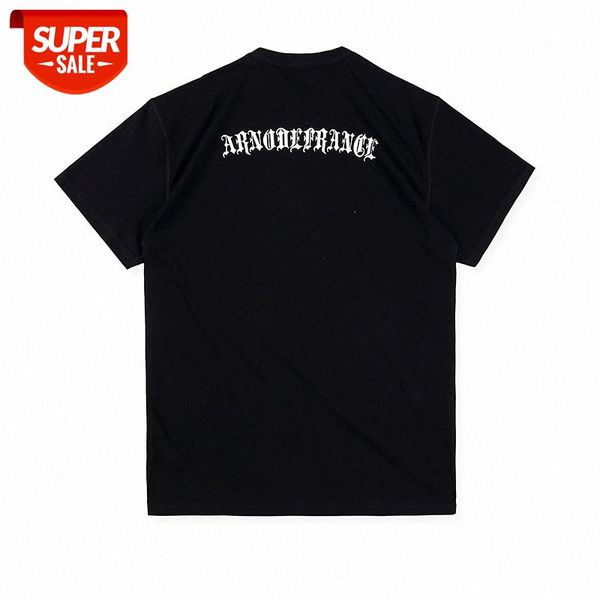 

summer simple high street short-sleeved t-shirt, trendy chest sanskrit printing reverse wear round neck t-shirt tee #h03k, White;black