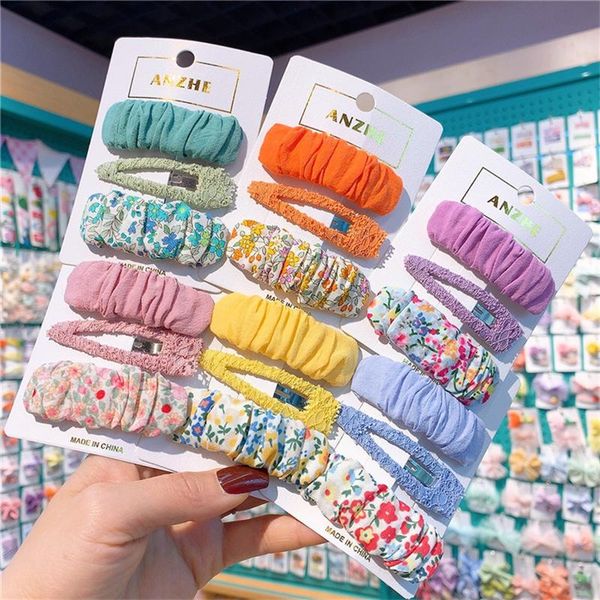 

hair accessories 3pcs korea sweet girl beautiful candy color flower cloth hairpin headwear fashion cute clip barrette trabas, Slivery;white