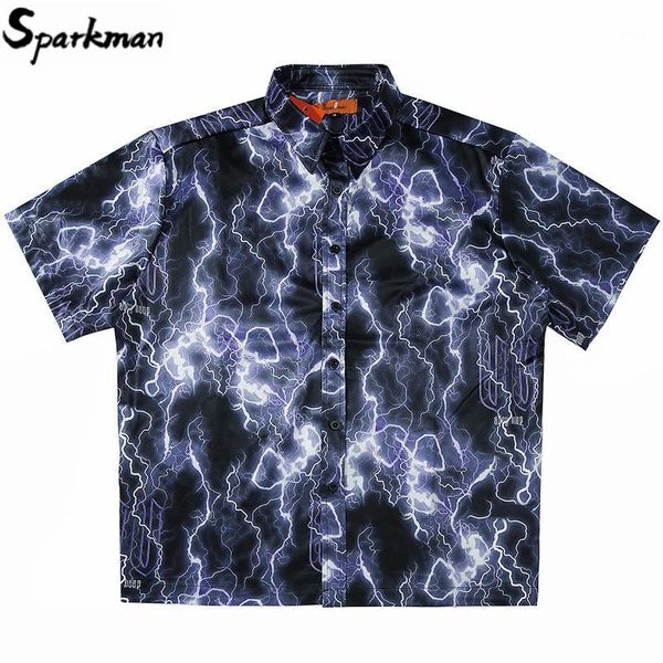 

men's casual shirts hip hop shirt streetwear men harajuku oversize loose long 2021 spring summer beach hawaiian short sleeve1, White;black