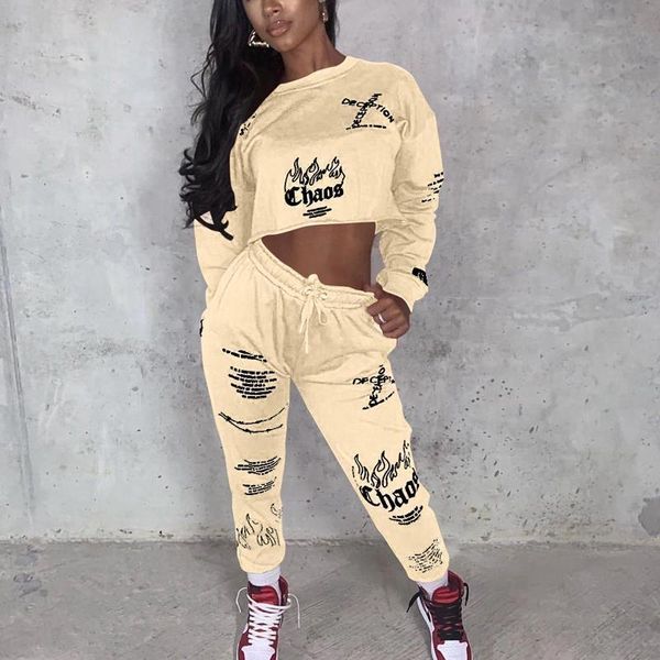 

festival aesthetic fall tracksuit women tracksuits two piece outfits long sleeve crop sweatpants lounge wear matching sets clothes, Gray