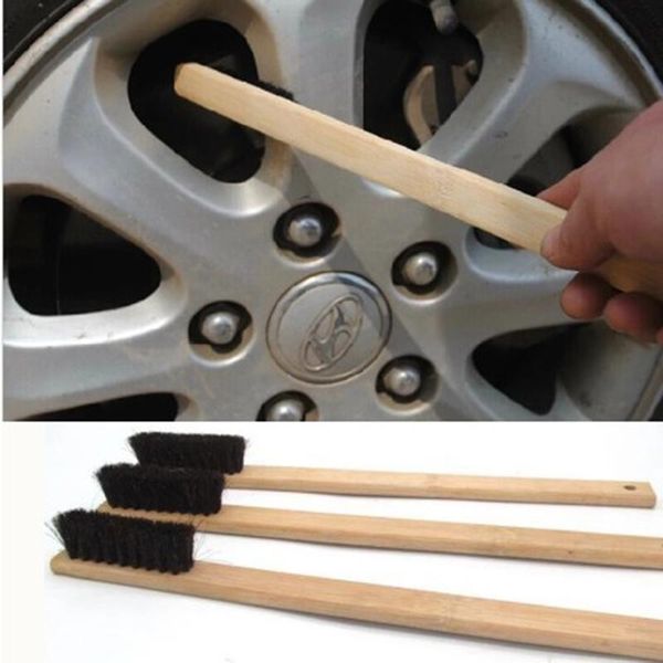 

1pc 40cm car engine tire wheel rim cleaning brush long bamboo handle natural bristl auto detailing washer sponge