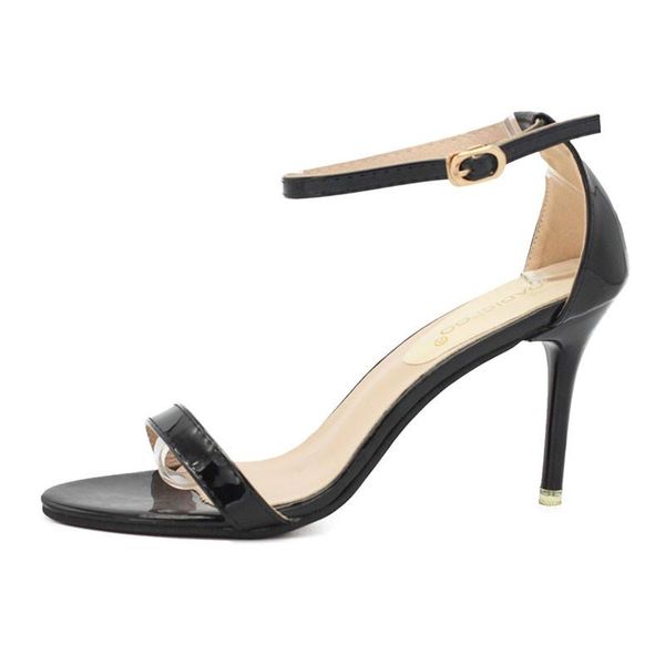 

summer women's simple sandals female high-heels angle fashion buckle open-toed sandals.hykl-a169, Black