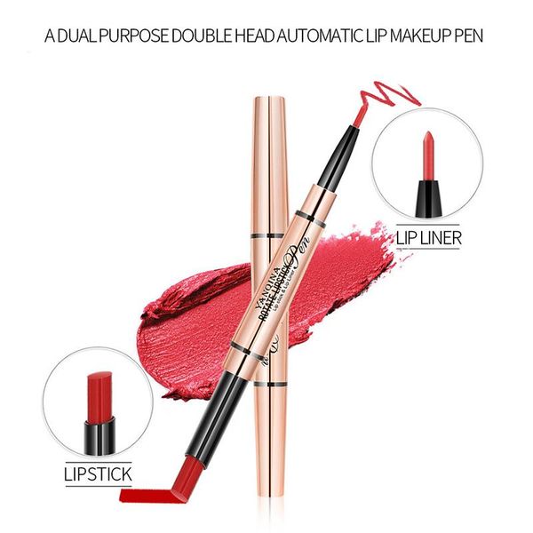 Em 1 batom lipstick lip lipliner maquiagem impermeável caneta longa lápis lápis lápis cosméticos