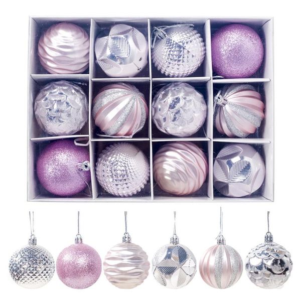 

party decoration christmas baubles fashion 12pcs/box home decor pendant ball beautiful hanging plastic