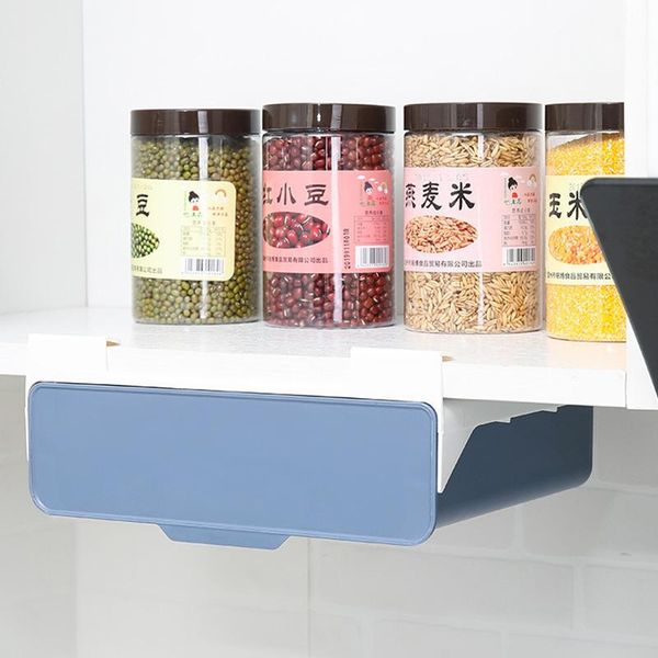 

plastic desk organizer hidden table under paste wall-mounted drawer storage box home punch-makeup brush finishing baskets