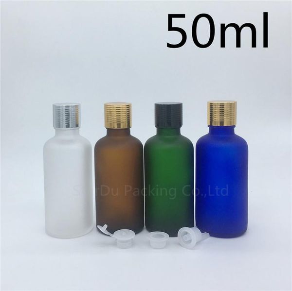 

storage bottles & jars travel bottle 50ml green blue amber transparent frosted glass bottle, 50cc vials essential oil with cap 10pcs/lot