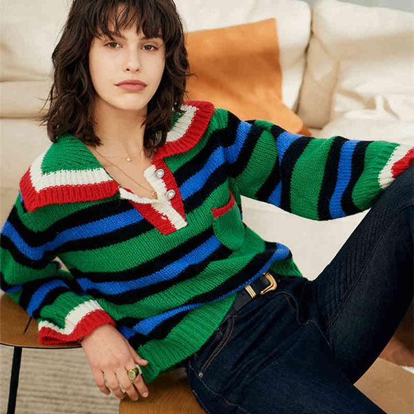 

sweaters chic mohair pullover autumn winter fashion long sleeve casual striped pullovers ladies jumper loose green sweater, White;black