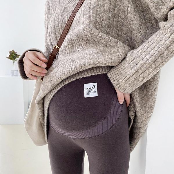 

maternity bottoms spring autumn stretch cotton slim pants comfortable and breathable abdominal support for pregnant women legging, White