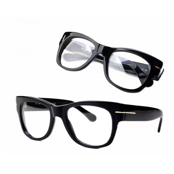 

high-quality 504 eyeglasses frame square pure-plank big rim 52-20-140 prescription glasses full-set case, Black