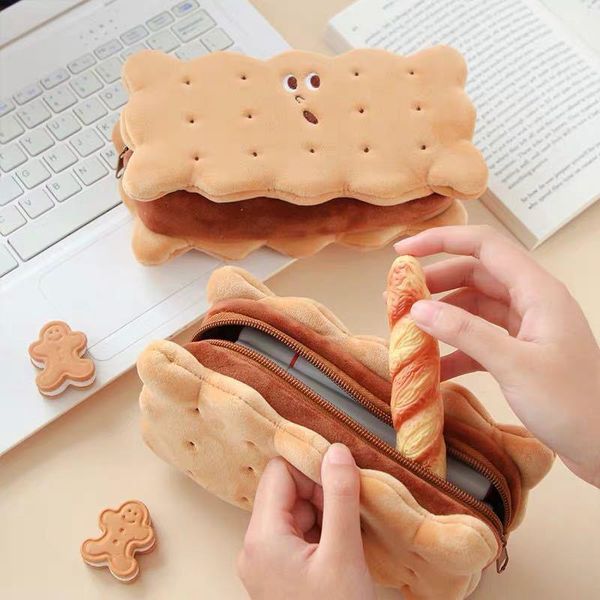 

pencil bags 1x biscuit shape box plush cookies bag large-capacity case