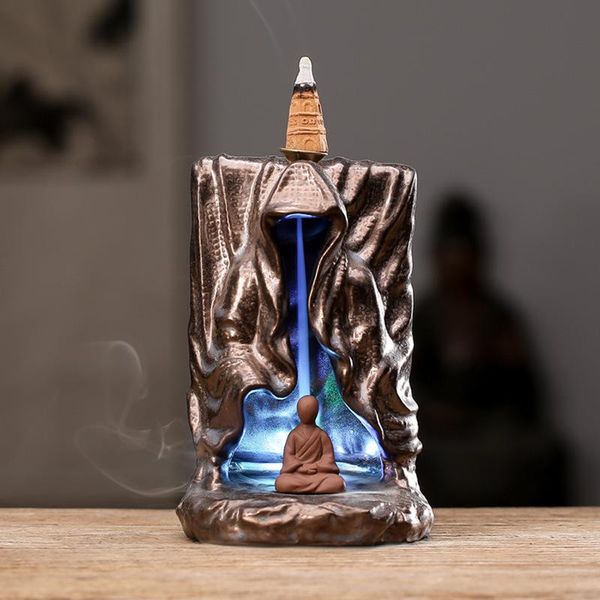

fragrance lamps creative mountain river backflow incense burner smoke waterfall holder ceramic furnace with led