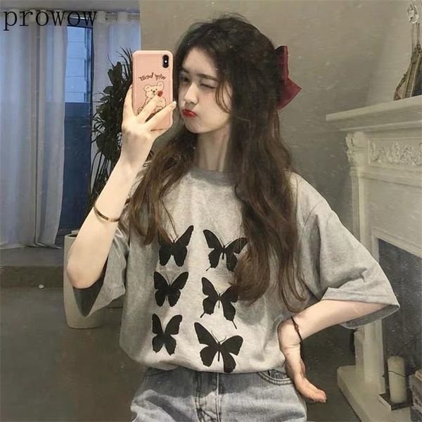 

prowow loose bf style cotton good quality t shirt women o neck pullover short sleeve tees summer 2021 simple ladies women's t-shirt, White