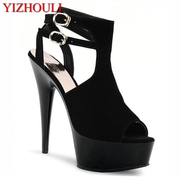 

15cm heels, black sandals for summer women, crossed ankle gladiator/platform
