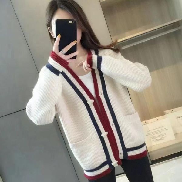 

women's knits & tees 2021 spring and autumn knitted cardigan loose sweater jacket korean casual top, White