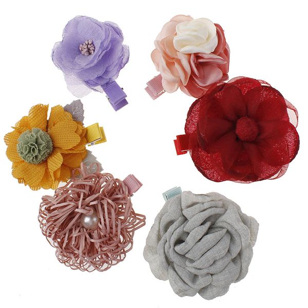 

new kids children hairpins barrettes baby fabric bow flower with pearl headwear hair clips girls headdress cute headbands