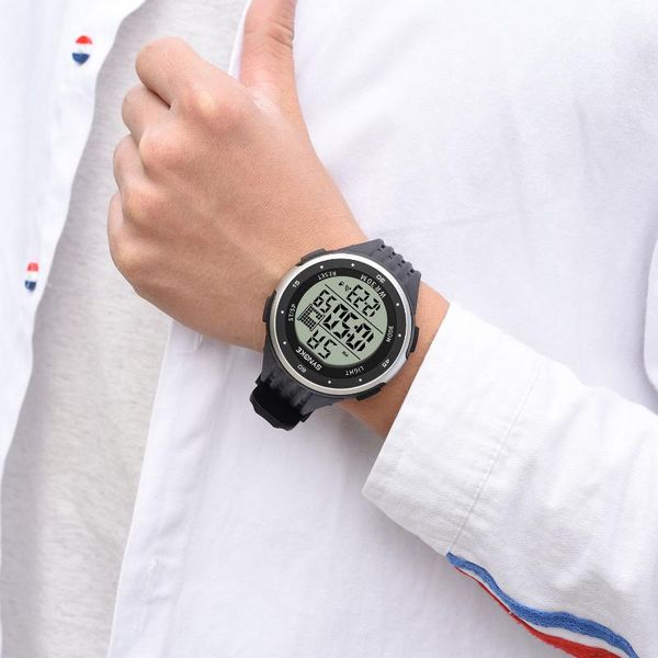 

wristwatches synoke men watch digital sports waterproof luminous shockproof large dial electronic clock relogios, Slivery;brown